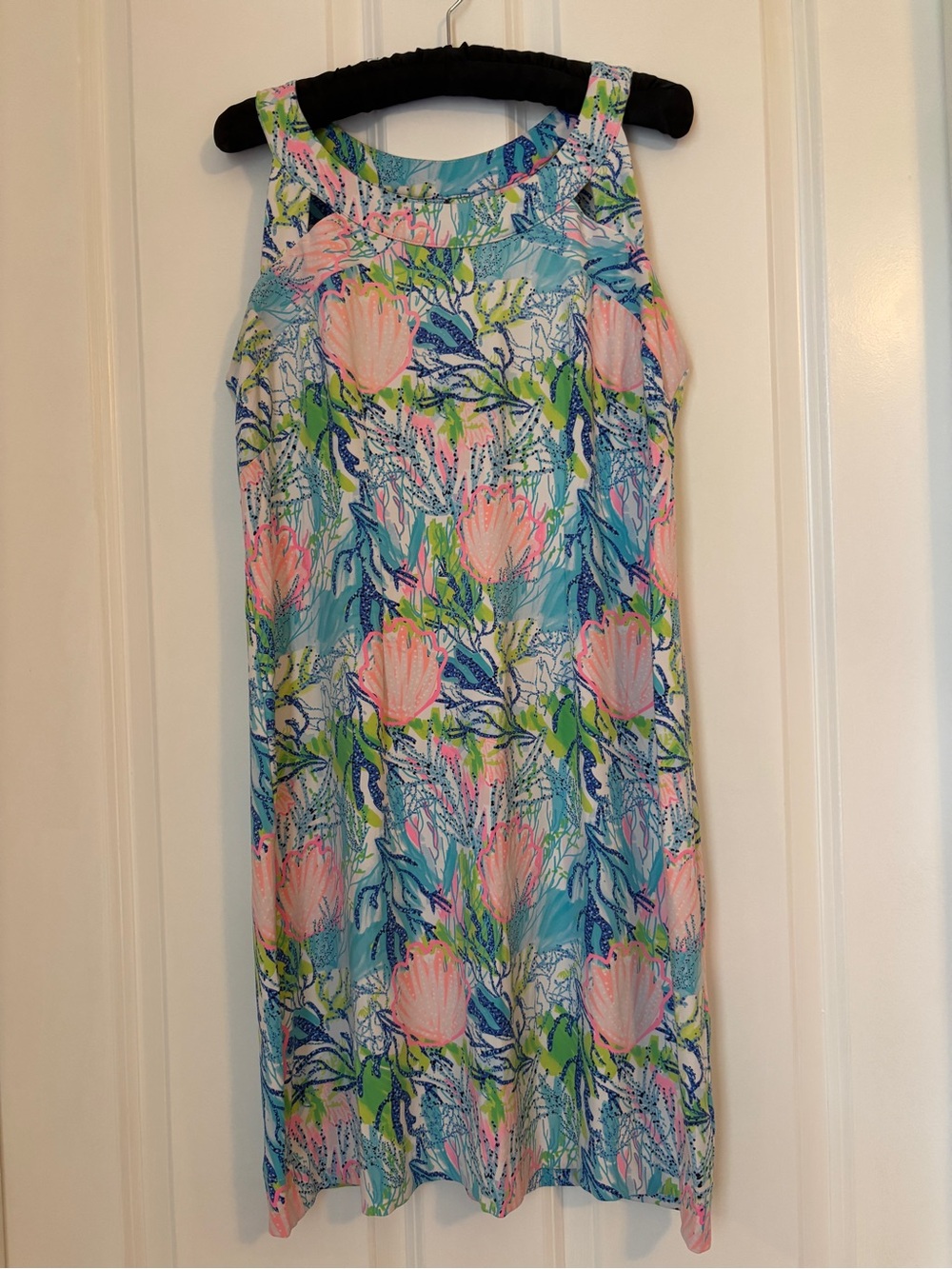 Lulu B - Multicolor Tropical Sleeveless Dress in Aqua, Pink, Lime & Blue.  Sz S